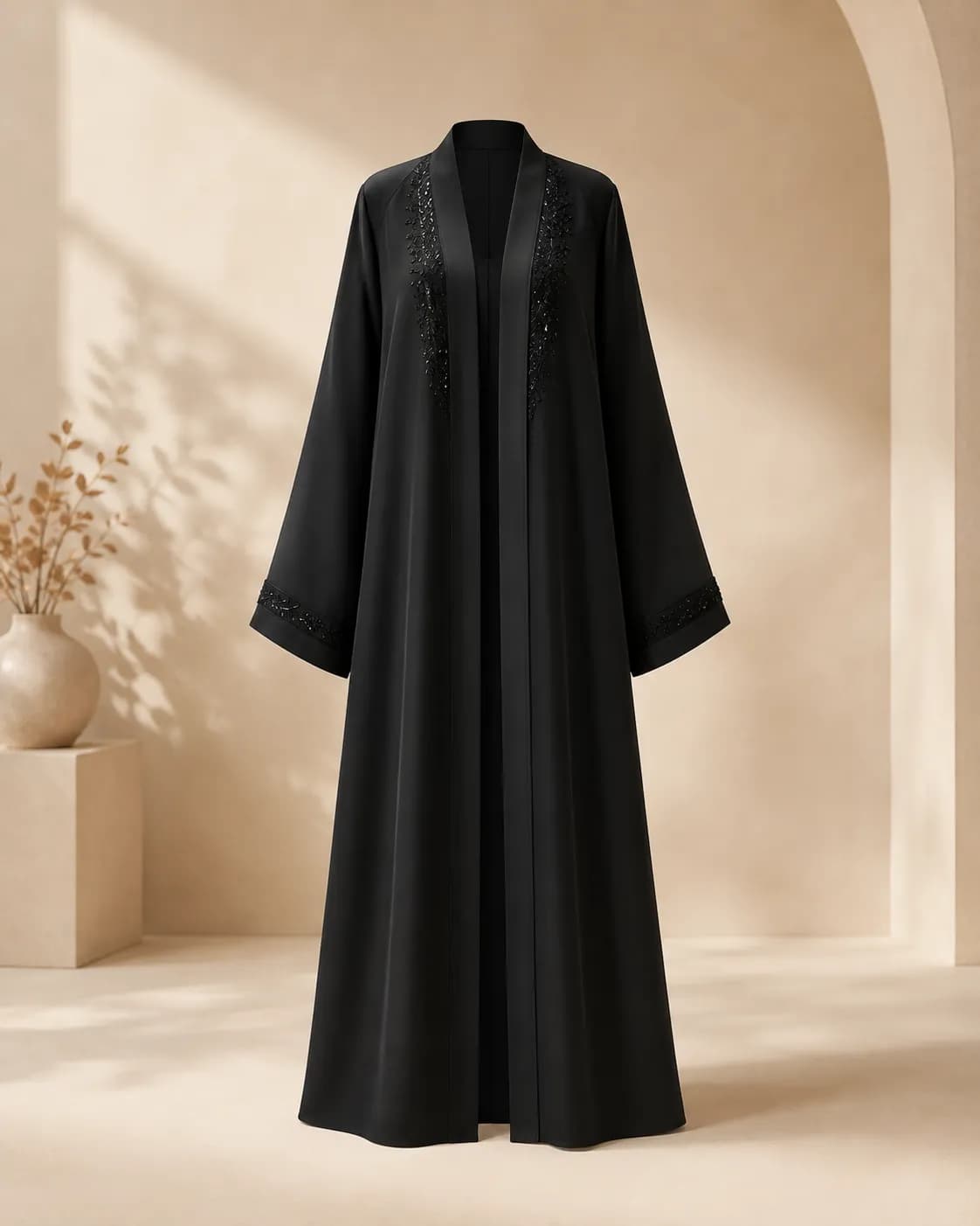 Elegant Black Abaya with Refined Details