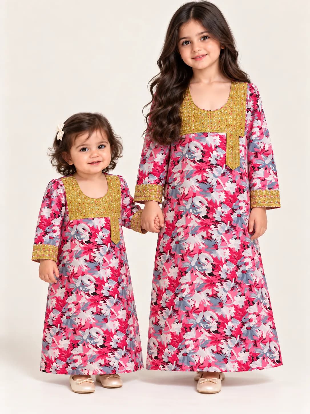 VIP Embroidered Kids Mukhawar Model 1-Pink